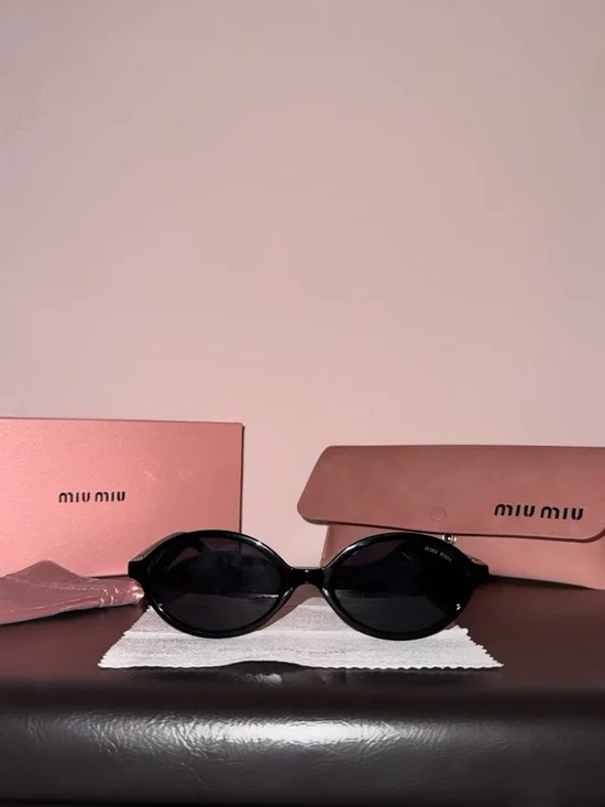 Miu Miu Black Oval Sunglasses - Picture 5 of 6